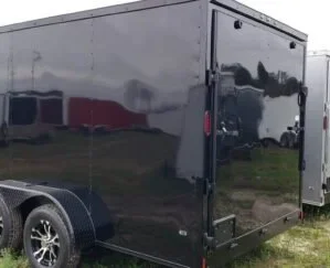 Specifications: Model: 2023 Anvil Blackout 7×16 Enclosed Motorcycle Trailer Size: 7 feet by 16 feet Type: Enclosed Color: Blackout Edition Year: 2023